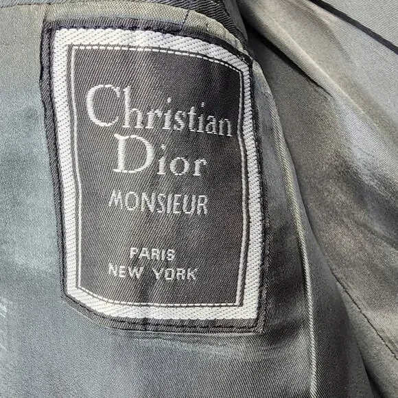 Christian Dior Monsieur Mens Sport Coat 42 R Grey Striped Wool Classic Vintage